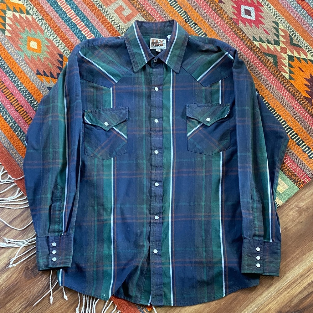 Ely Cattleman 80s Plaid Button-Up Shirt